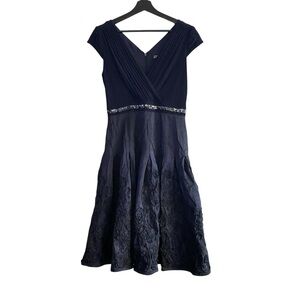 Adrianna Papell Navy Blue Y2K Cap Sleeve Fairy Grunge Whimsigoth  Dress 8